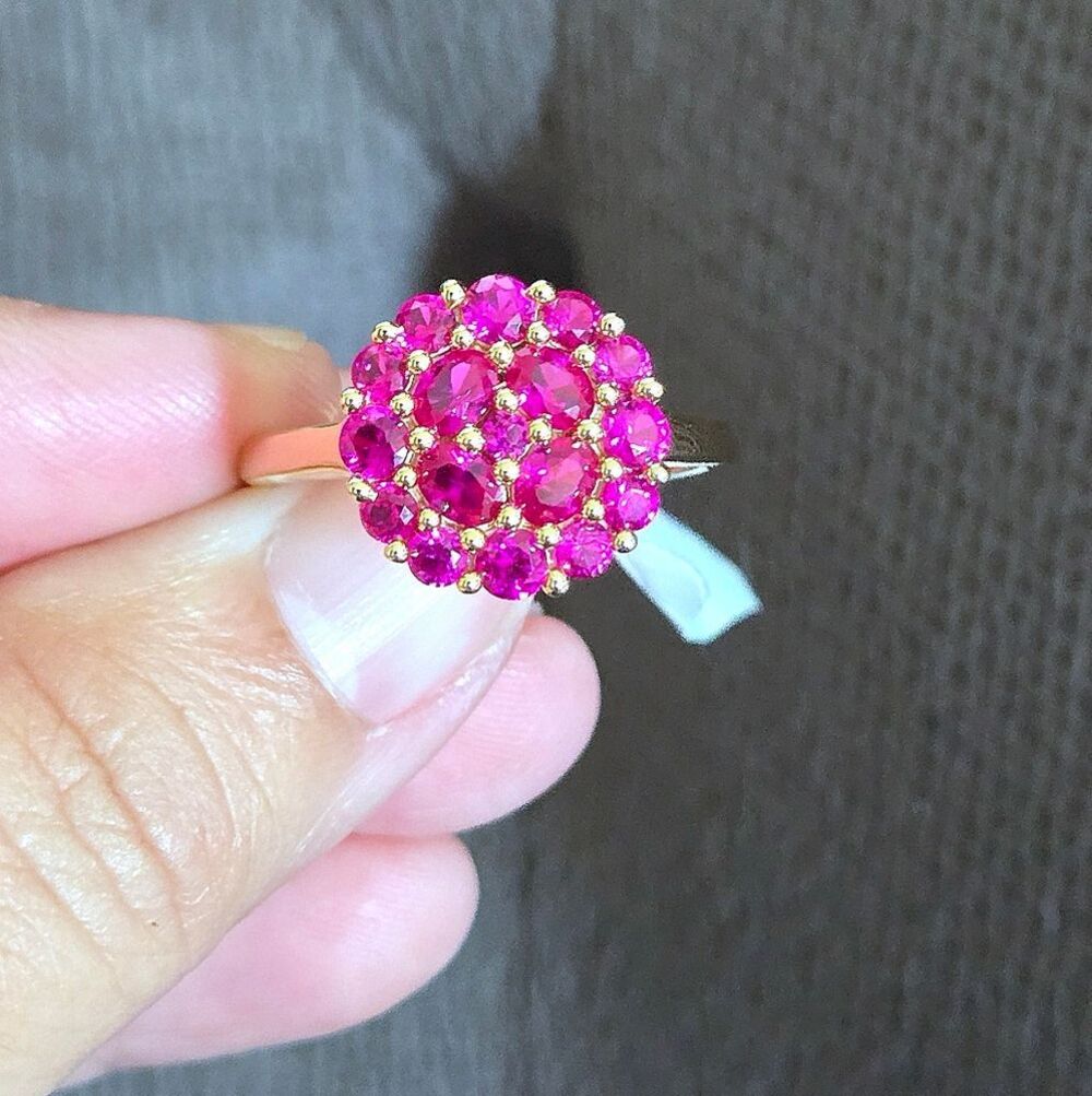 Shivam Lab🧪 Created Pink💕 Ruby Floral🌸 Cluster Ring💍 - NWT